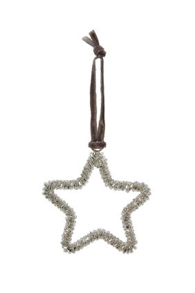 Silver Beaded Star Decoration
